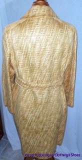 Vintage 60s Trench Coat Gold Yellow Shiny Fabric  Label  