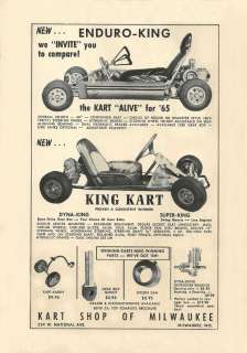 Vintage 1965 King Kart Enduro King, Dyna King & Super King Go Kart Ad 