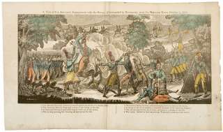 Rare 1830 Print: War of 1812 Indian Battle Scene  