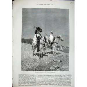   1881 French Expedition Tunis Outpost Men Rifles Horses