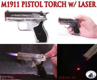 PISTOL TORCH BUTANE GUN LIGHTER w/ LASER POINTER   NEW  