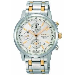 Seiko Mens SNAE32 Classic Two Tone Stainless Steel Chronograph Watch