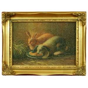   Reproduced Miniature Antique Oil Painting in Vintage Gold Frame Home