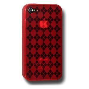  Semi transparent Red Checker Design Protector Cover Case 