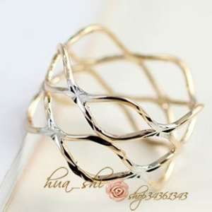 18K Gold Plated Waved Band Metal Craft Ring 91478  