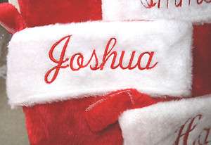 PERSONALIZED PLUSH RED WHITE CHRISTMAS STOCKINGS  
