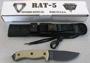 BRAND NEW Ontario #8627 RAT 5 Fixed Blade Knife & Sheath Proudly Made 