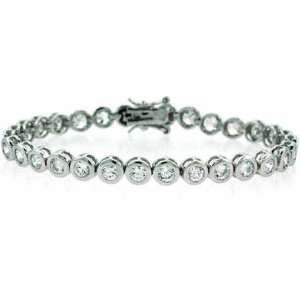  Sterling Silver CZ Round Tennis Bracelet: Jewelry