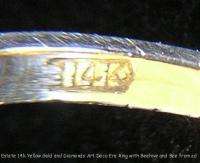 Antique Art Deco 14k Gold Diamonds Beehive Dome & Bee Ring  