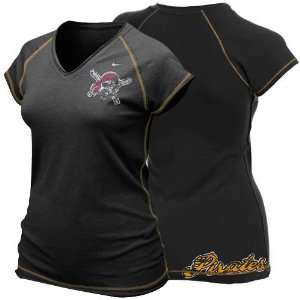  Nike Pittsburgh Pirates Ladies Black Bases Loaded T shirt 