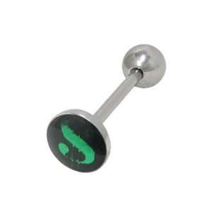  Holographic Dollar Sign Barbell Tongue Ring   Holo9 