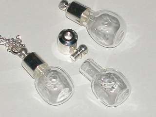 Glass small CUBE bottle vials pendant w/ SCREW CAP *  