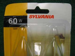 20 SYLVANIA B10 E12 CANDELABRA BASE LIGHT BULB 120V 60W  