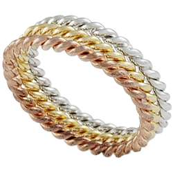 Sterling Silver, Copper and Gold Tri color Ring  Overstock
