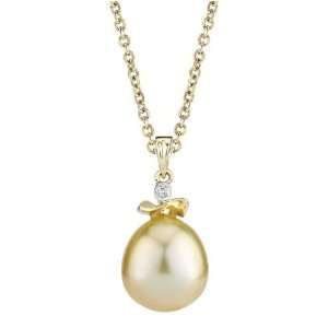  Golden South Sea Pearl Twister Pendant in 14K Gold 