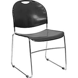 Black Plastic Stack Chair with Chrome Sled Base  