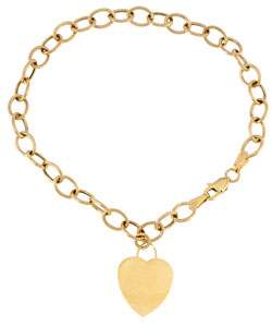 14k Gold Heart Charm Link Bracelet  Overstock