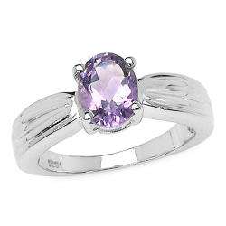 Sterling Silver Oval cut Amethyst Ribbon style Ring  