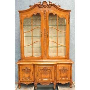   Vintage French Country Louis XV China Display Cabinet
