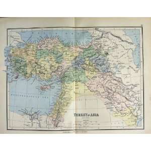   1885 Colour Map Turkey Asia Cyprus Mediterranean Sea: Home & Kitchen