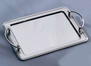 STAINLESS STEEL RECTANGULAR SERVING TRAY WITH HANDLES  