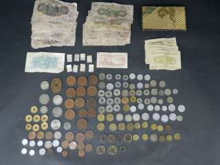 JAPANESE VINTAGE VARIOUS LOT SET 45 BILL 131 COIN 9 STAMP WALLET POUCH 
