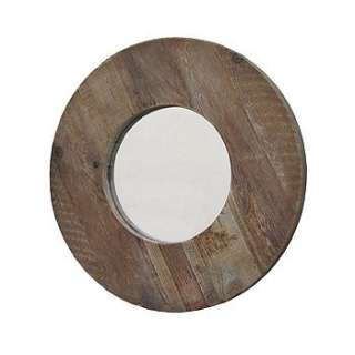 Round Mirror 40 Bleached Pine reclaimed wood handmade  