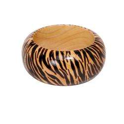 Natural Wood Zebra Print Bangle Bracelet (95 mm)  