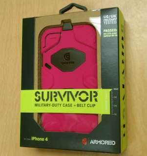   Duty Extreme Hard Case w Belt Clip iPhone 4S Pink 685387328895  