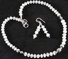 FACETED MOONSTONE BEAD 925 Silver EARRINGS NECKLACE SET