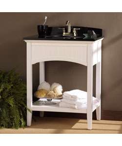 Clairemont White Vanity with Black Top  