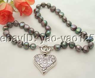 Beautiful 12mm Black Grey Pearl Necklace  