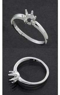   ) Round 6 Prong Sterling Silver Cast Ring Setting (Ring Sizes 4  11