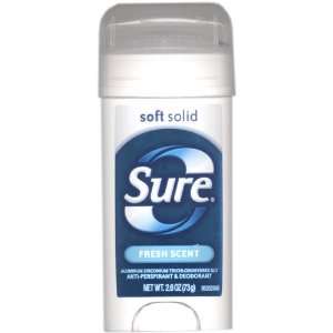 Sure Anti Perspirant Soft Solid Deodorant, Fresh Scent, 2.6 oz (2 Pack 