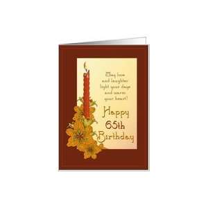    Happy 65th Birthday Tiger Lily and Red Candle Card: Toys & Games
