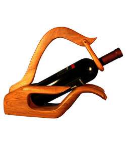 Hand shaped Teak Wood Wine Bottle Holder  Overstock