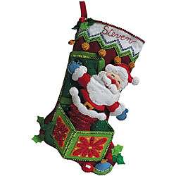 Bucilla Pop up Santa Stocking Felt Applique Kit  