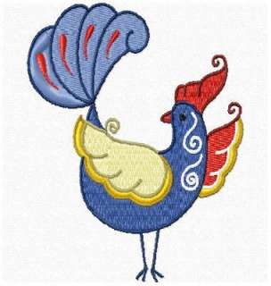 COLORFUL ROOSTER CHICKEN EMBROIDERY MACHINE DESIGNS CD  