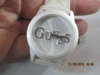   Womens White Quilted Patent Leather Strap White 39mm Dial Watch
