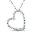 10k White Gold 1/10ct TDW Diamond Heart Necklace (G H, I2 I3)