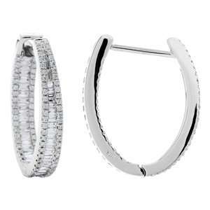   97 Carat 18kt White Gold Diamond In and Out Hoop Earrings: Jewelry