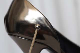 GIVENCHY Open Toe Metallic Mirror DEMI DORSAY Cut Out Pump Heels 7.5 