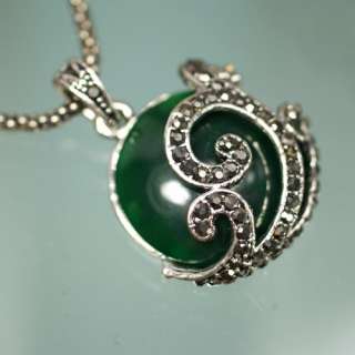   Round Tibet Silver Gemstone Pendant Necklace Superb Jewelry  