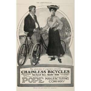  1904 Vintage Ad Chainless Pope Bicycle Bike Biking NICE 