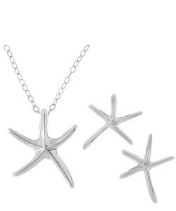 Sterling Silver Starfish Pendant and Earring Set  