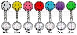 Smile Face Nurse Fob Brooch Pendant Pocket Quartz Watch 7 Colors 