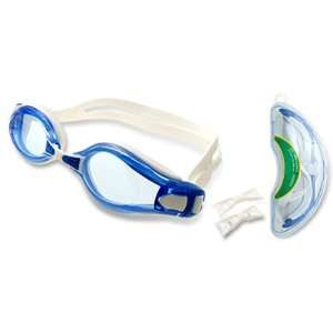   Silicone Band Blue Plastic Frame Swimming Goggles