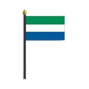  Sierra Leone Flag Rayon On Staff 4 in. x 6 in.: Home 