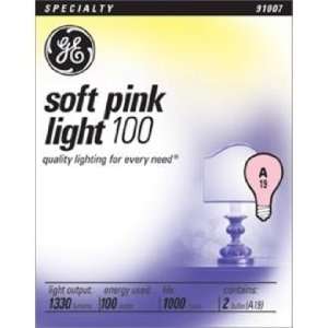  GE 2 Pack 100 Watt Soft Pink Light Bulbs
