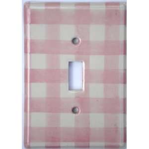  Ceramic Switch Plate Cover Pink Gingham